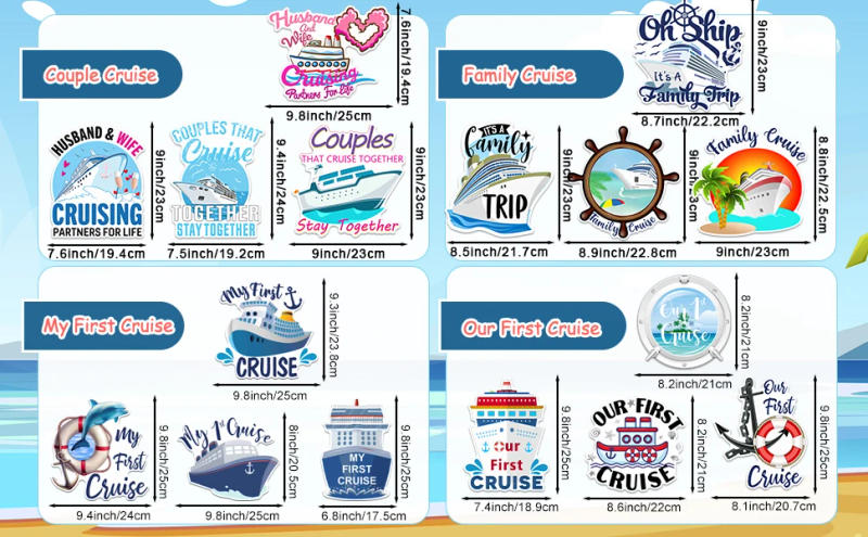 Description Picture 3 of item4 Pcs Family Cruise Door Decorations Magnetic Large Cruise Ship Door Magnets Funny Waterproof Nautical Magnets for Carnival