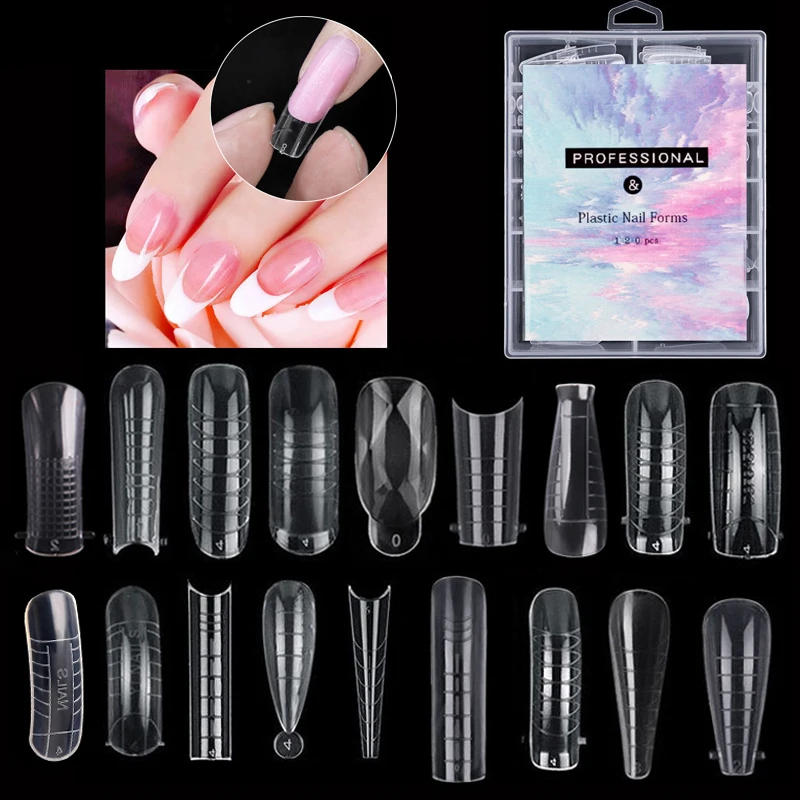 Description Picture 2 of item120pcs Nail Forms Full Cover False Nails Quick Building Mold Fake Nail Shaping Extend Top Molds For Gel Salon Manicure Art