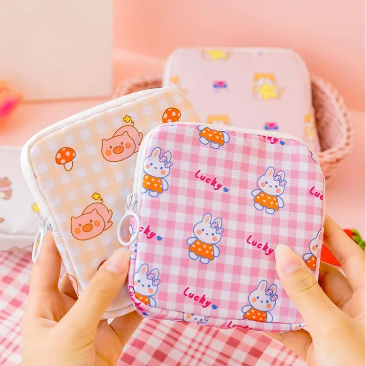 Description Picture 4 of itemSanitary Napkin Bag Tampon Storage Organizers Cartoon Makeup Storage Bag Data Cables Lipstick Earphone Storage Organization