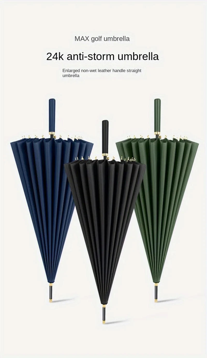 Description Picture 2 of itemLong Handle Big Business Umbrella Quality 24 Bones Rain Wind Resistant Parasol Travel Golf Umbrellas Outdoor Automatic Umbrella