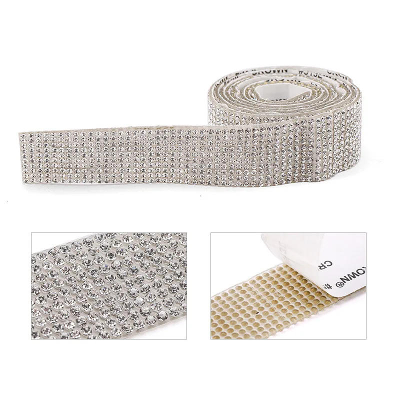 Description Picture 3 of item1Yard Self Adhesive Crystal Rhinestone Sticker Diamond Ribbon DIY Sticker Rhinestones Arts Crafts Car Phone Decoration