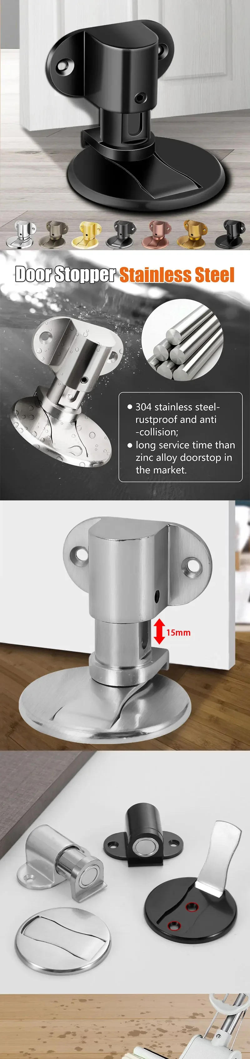 Description Picture 2 of itemHousehold Alloy Invisible Suction No Punch Adjustable Strong Magnetic Suction Anti-collision Button Silent Door Suction Home