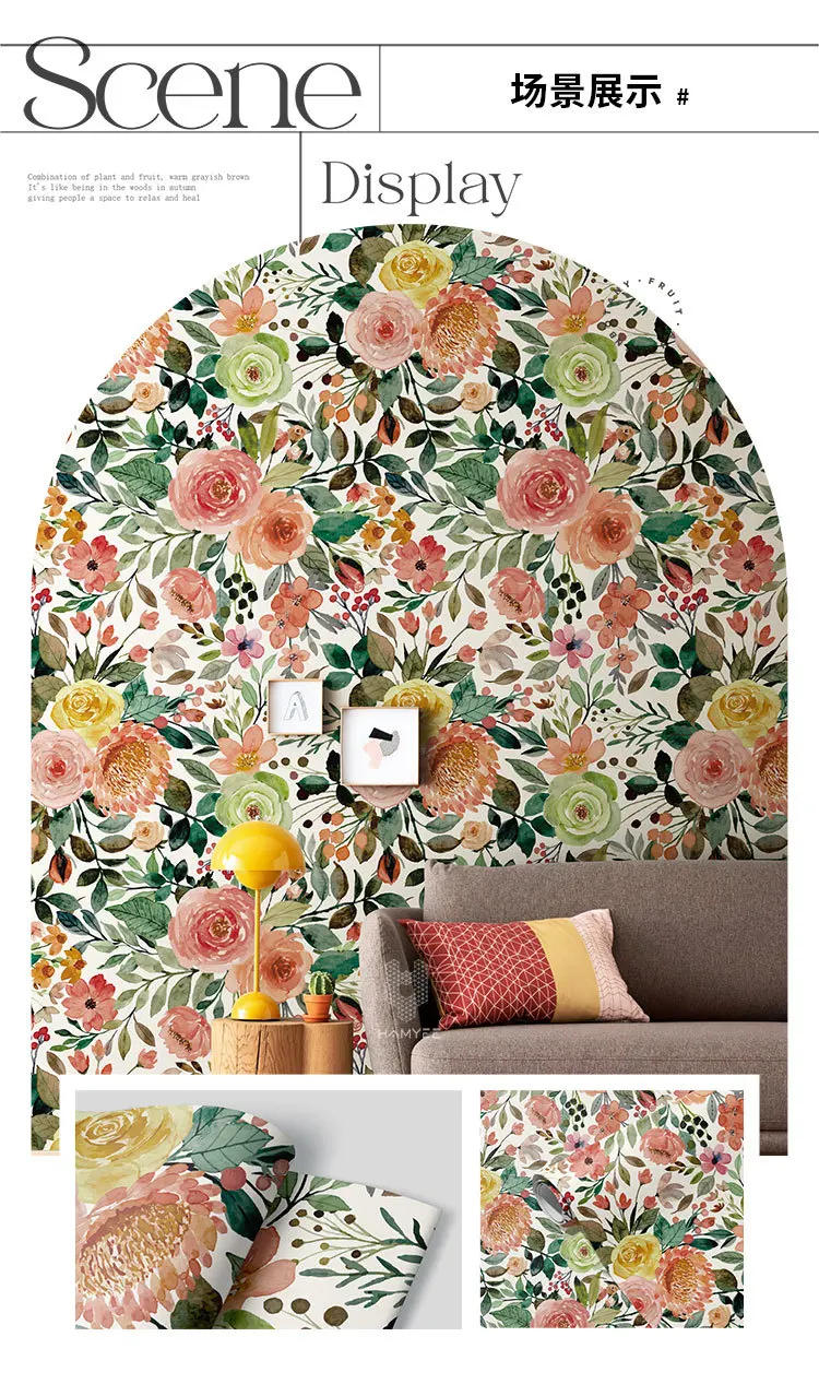 Description Picture 5 of item3meter PVC Frosted Moisture-proof Self-adhesive Wallpaper Home Background Wall Stickers Flower Pattern Self-adhesive Wallpaper