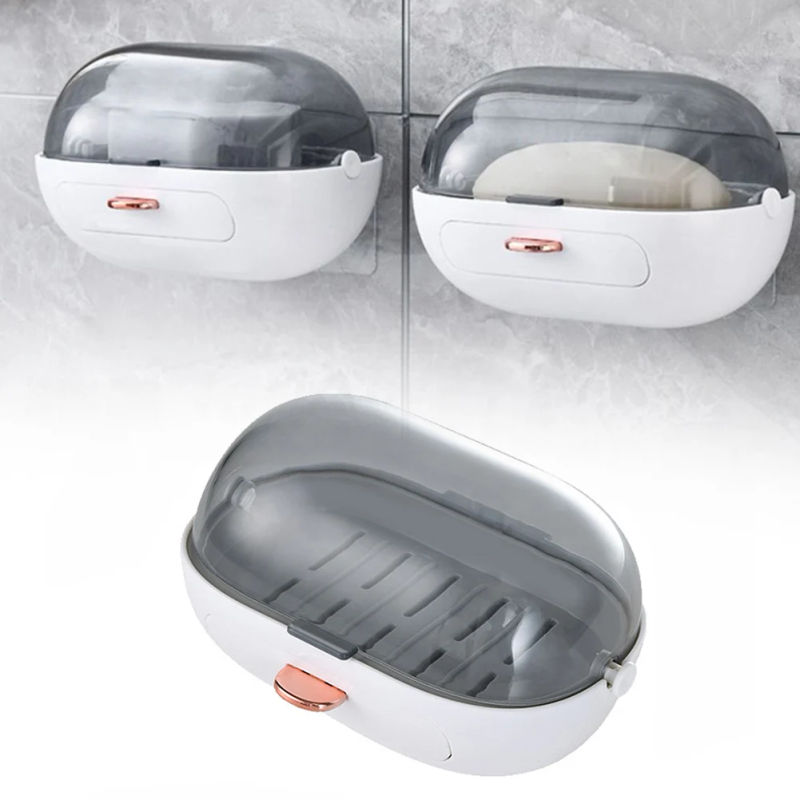 Description Picture 2 of item1pcs Versatile Soap Tray With Lid And Drainage Design For Bathroom And Kitchen For Bathroom Kitchen Sink Space-saving Household