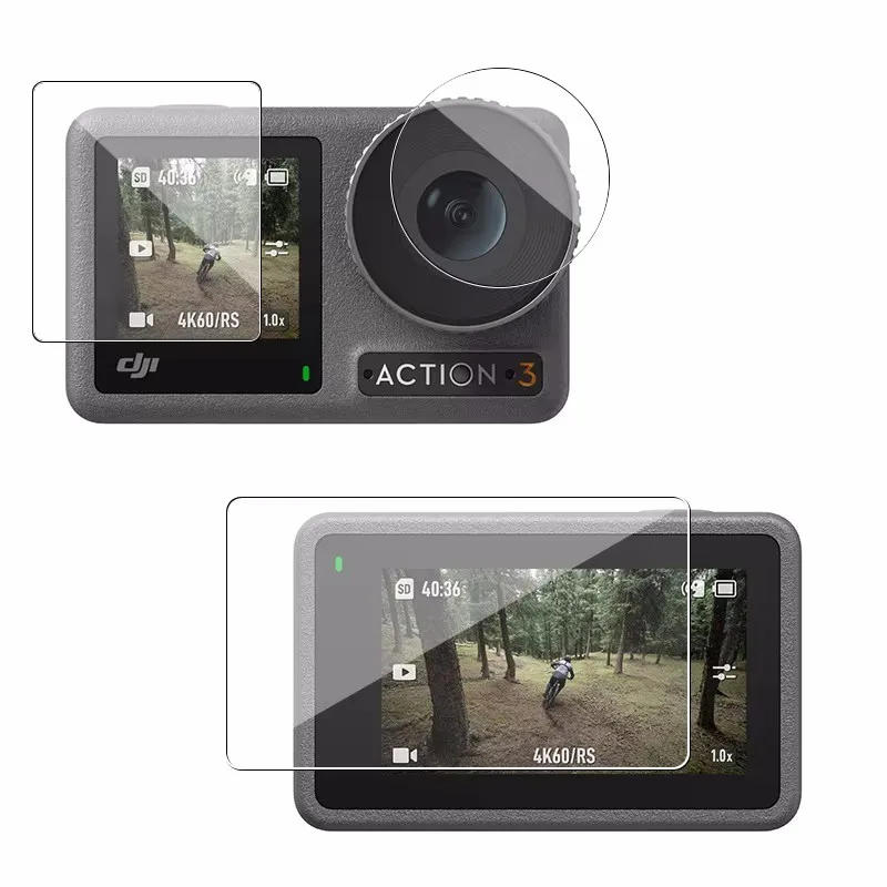 Description Picture 3 of item4pcs/set Protection Films &  Lens Cap  for DJI Osmo Action 5 Pro 4 3 Camera Lens Screen Tempered Glass Films Accessories