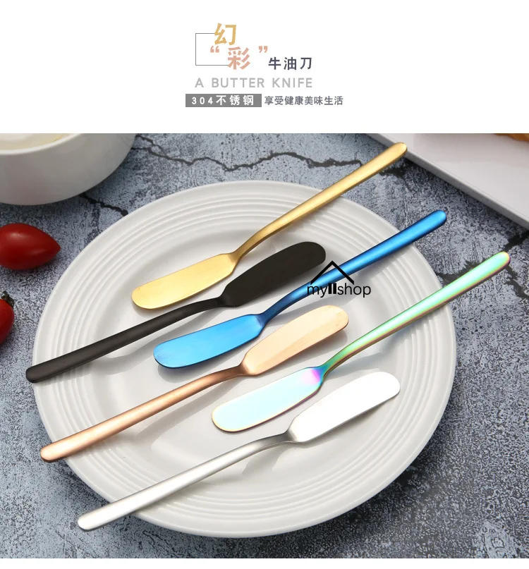 Description Picture 3 of item1pcs Butter Knife Cheese Cutter Stainless Steel Cheese Dessert Knife Cream Wipe Cream Bread Jam Tools Kitchen Gadget Knives