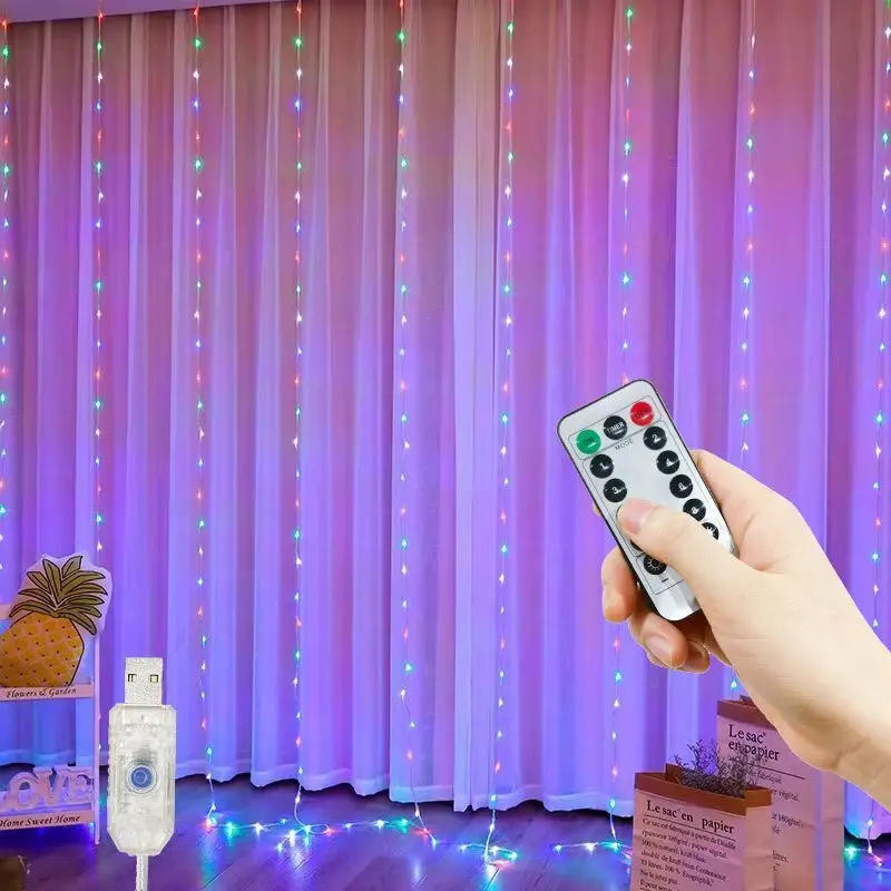 Description Picture 4 of itemFairy LED String Light Garland USB Remote Curtain Christmas Lights for New Year Home Bedroom Wedding Party Decoration 6M 4M 3M