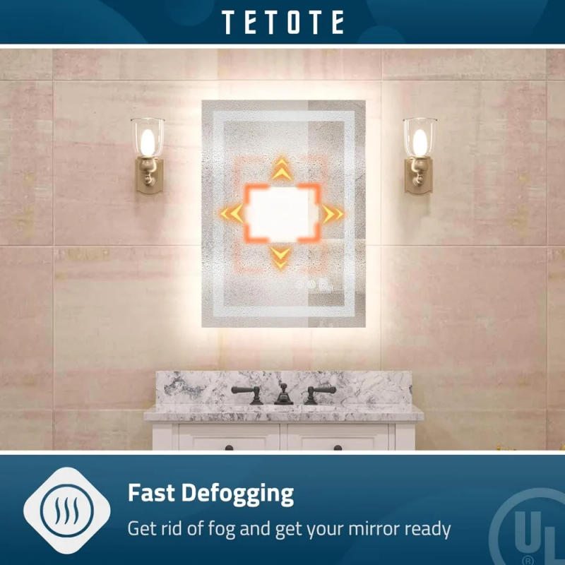 Description Picture 6 of itemLED Vanity Mirrors 48 X 24 Lighted Bathroom Mirrors Dimmable & Anti-Fog Function Makeup Mirror with Lights Bedroom LED Mirror