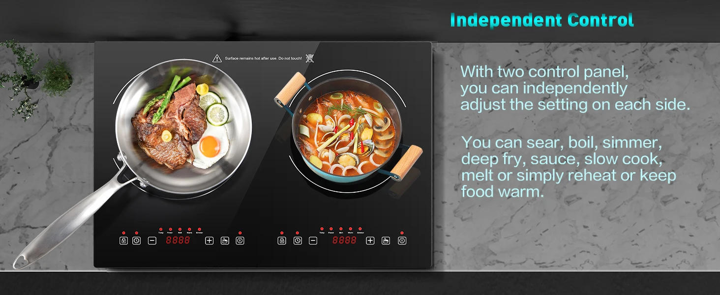 Description Picture 5 of itemHorizontal Electric Stove, Built-In Induction Cooker, 1800W Sensor Touch Electric Cooktop, 18 Power Levels, Timer, Safety Lock,