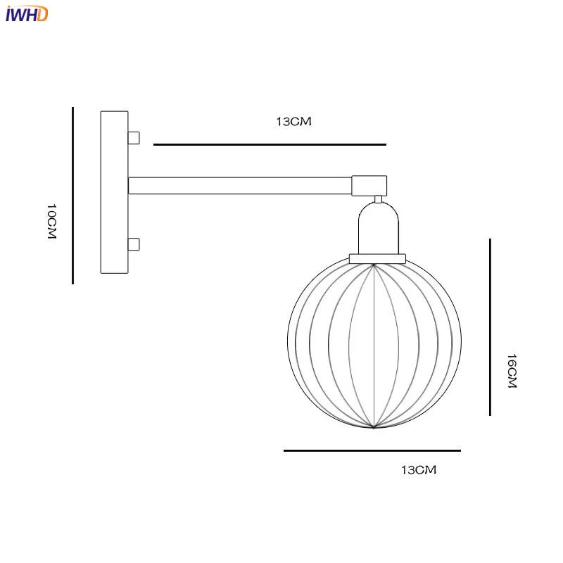 Description Picture 6 of itemIWHD Pull Chain Nordic Modern Wall Lamp Sconce Beside Bedroom Bathroom Mirror Stair Light Glass Ball Wandlamp Luminaira Lighting