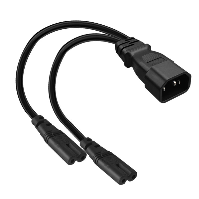 Description Picture 4 of itemC14 TO dual Figure 8 shape interface Y Type Splitter Power Cord,IEC320 C14 TO 2 X C7 Power Cable Cord AC Power Adapte line