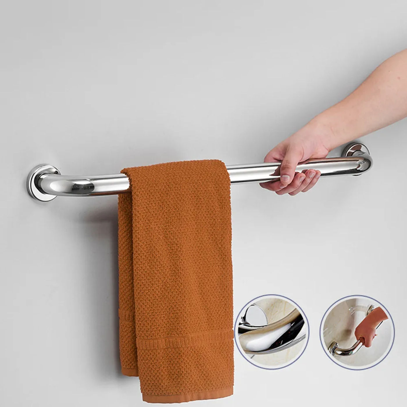 Description Picture 6 of item300/400/500mm Shower Grab Bar Grip 2024 New 201 Stainless Steel Bathroom Aid Safety Hand Handle 1pcs Towel Rail Accessories
