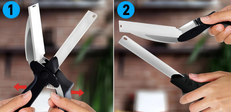 Description Picture 5 of itemPremium Chop Scissors Cutting Board Scissors Vegetable Easy Cutter Multifunction Separable Kitchen Scissors with Knife Sharpener