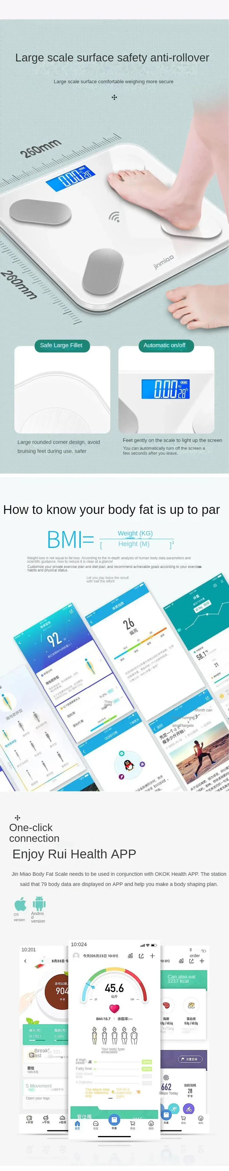 Description Picture 6 of itemElectronic Scale Smart Bluetooth Weighing Human Charging Simple Weight Scale Weighing Household Fat Body Fat Measurement Scale