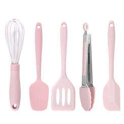 5pcs Silicone Cooking Tools Set Non-stick Cookware Spatula Fry Shovel Egg Beaters Food Tong Kitchen Utensils Set Kitchenware