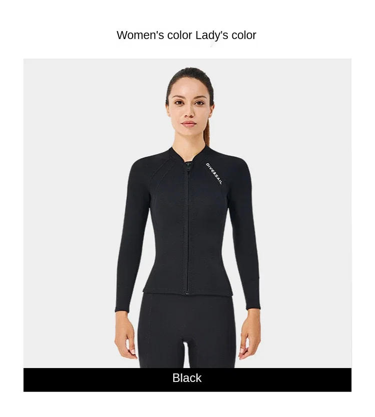 Description Picture 6 of itemWetsuit Jacket 2mm Neoprene Pant for Men Women Tops Long Sleeve Black Grey For Kayak,Skin Dive, Surfing Suit,  Diving Gear