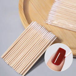 100Pcs Nails Wood Swab Clean Sticks Bud Tip Wooden Cotton Head Manicure Detail Corrector Nail Polish Remover Art Tool