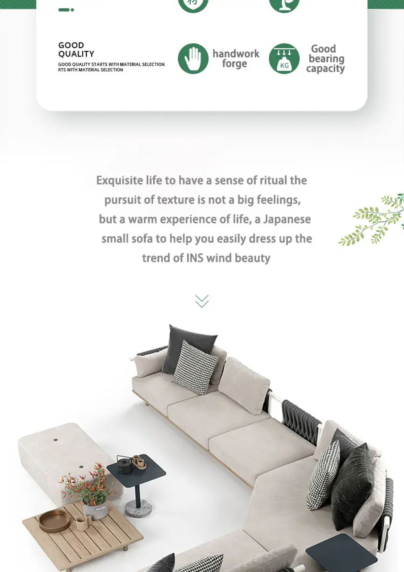 Description Picture 3 of itemPremium Luxury Outdoor Sofa Rattan Woven Solid Wood L-shaped Sofa Villa Garden Patio Combined Furniture Set