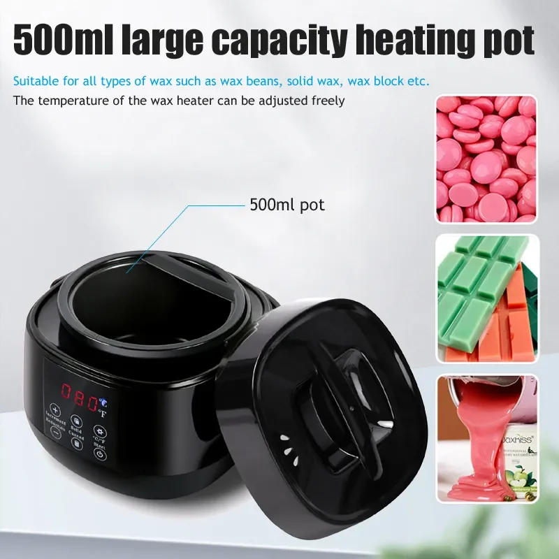 Description Picture 4 of item500ml Wax Heater Machine for Hair Removal Wax Melting Warmer Pot with LCD Temperature Display Depilatory Waxing Beans Heater