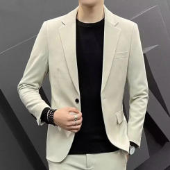 2024 Korean Trendy Men's Suit Top Stylish Loose-fit Hong Kong Style Jacket For Spring Autumn Versatile Casual Clothes