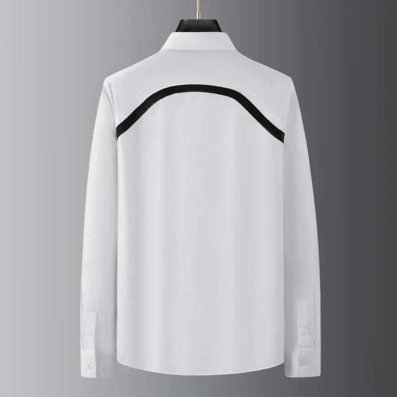 Description Picture 5 of itemMinglu Cotton Men's Shirts High Quality Long Sleeve Four Seasons Solid Color Business Casual Party Male Dress Shirts 3XL