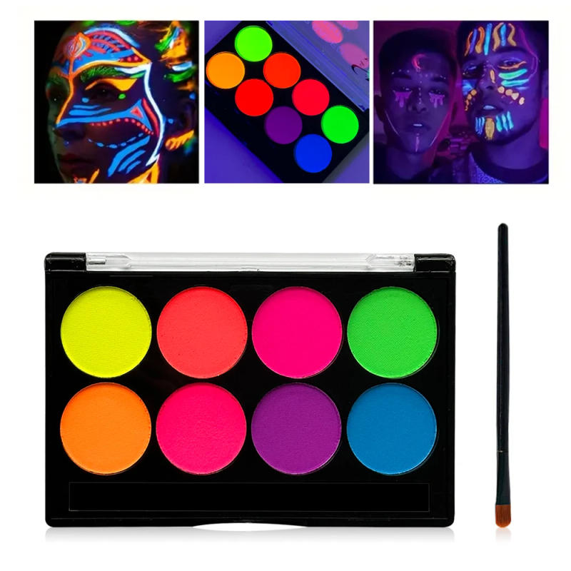 Description Picture 4 of item8 Colors Body Painting Palette for Tattoo Art UV Glow in The Dark Makeup Carnival Artist Cosplay Art Party Festival Cosmetics