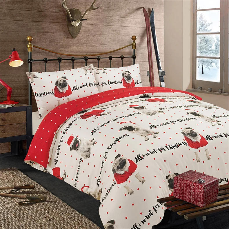 Description Picture 4 of itemMerry Christmas Duvet Cover Tartan Deer Reversible Check Duvet Cover Set Comforter Cover Bedding Set Red Festival Decorations