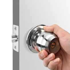 Round Door Knobs with Lock Door Handle Lock Stainless Steel Interior and Exterior Door Lock for Indoor Doors Bedroom Bathroom