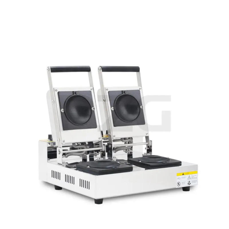 Description Picture 6 of item2 Pans Crispy Gelato Cake Donut Bun Ice Cream Burger Press Maker Machine Toasted Brioche Bun Burger Making Machine