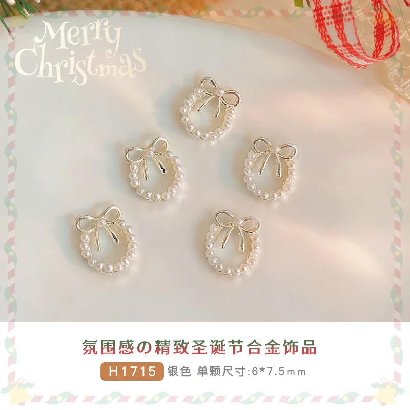 Description Picture 6 of itemFlat Pearl Wreath Star Bowknot Butterfly Rhinestones Christmas Koi Metal Alloy Jewelry Nail Art Decorations Manicure Accessories