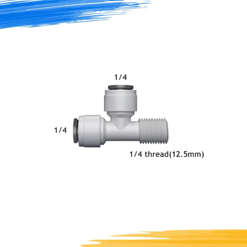 Description Picture 3 of itemTee Type RO Water Fitting Male Female Thread Quick Connection 1/4 3/8 Hose PE Pipe Connector Water Filter Reverse Osmosis Parts