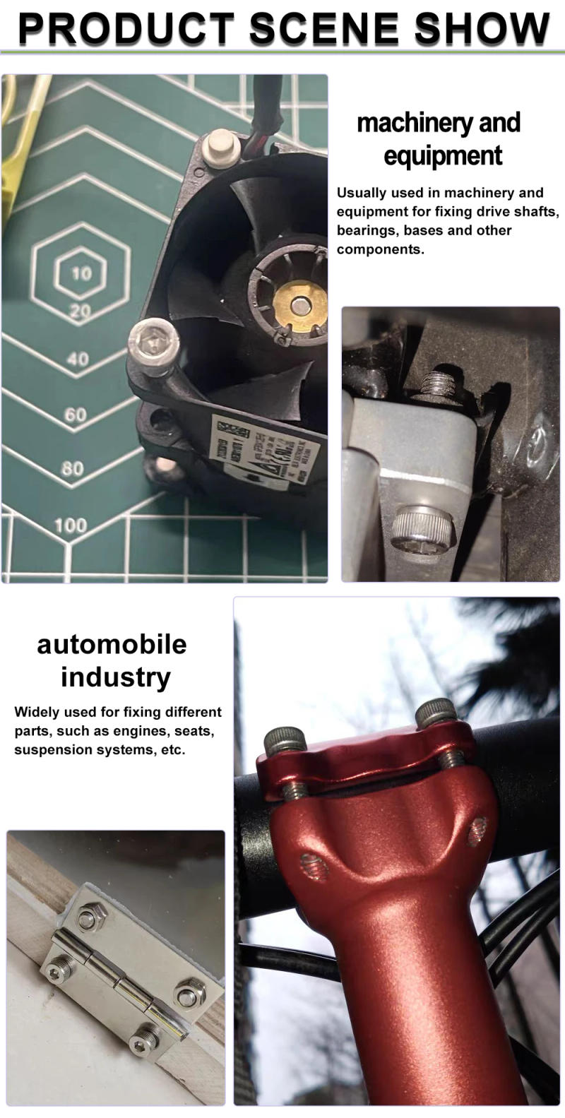 Description Picture 6 of item5/10pcs DIN912 304 Stainless Steel Hexagon Hex Socket Screw M3 M4 M5 M6 M8 M10 M12 M16 Hex Socket Head Cap Allen Bolt Screws