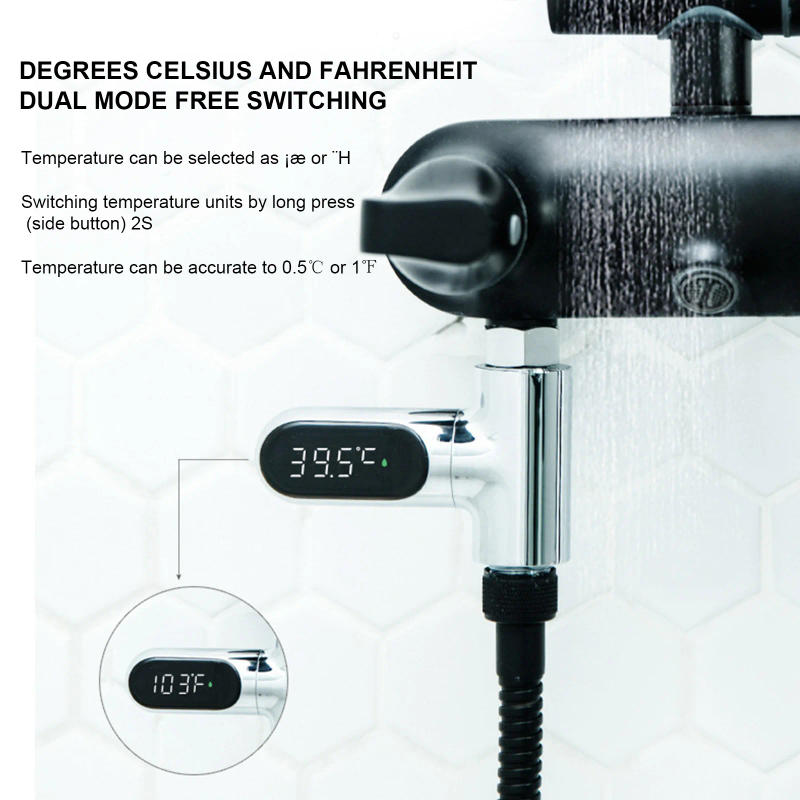 Description Picture 6 of itemPlating Faucet Base with Thermometer Led Digital Display Bath Water Thermometer 360 Rotating Screen for Home Bathroom Kitchen