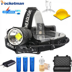 Super Powerful LED Headlamp Outdoor Camping Headlight High Power Lantern Head Lamp Zoomable Torches Waterproof Flashlight