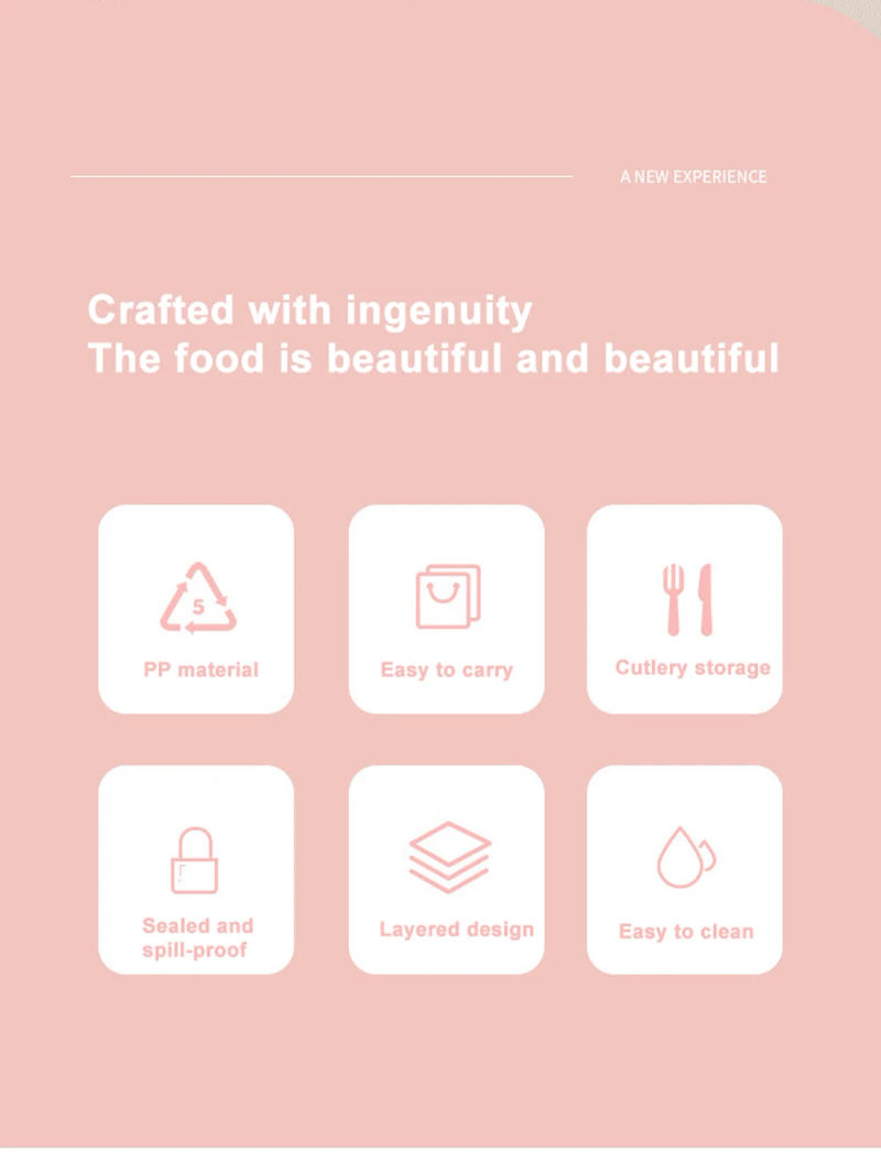 Description Picture 3 of itemUnicorn Kids Lunch Box For Girls 2 layers Leakproof Children Bento Box Sandwich Fruit Food Storage Containers For School Picnic