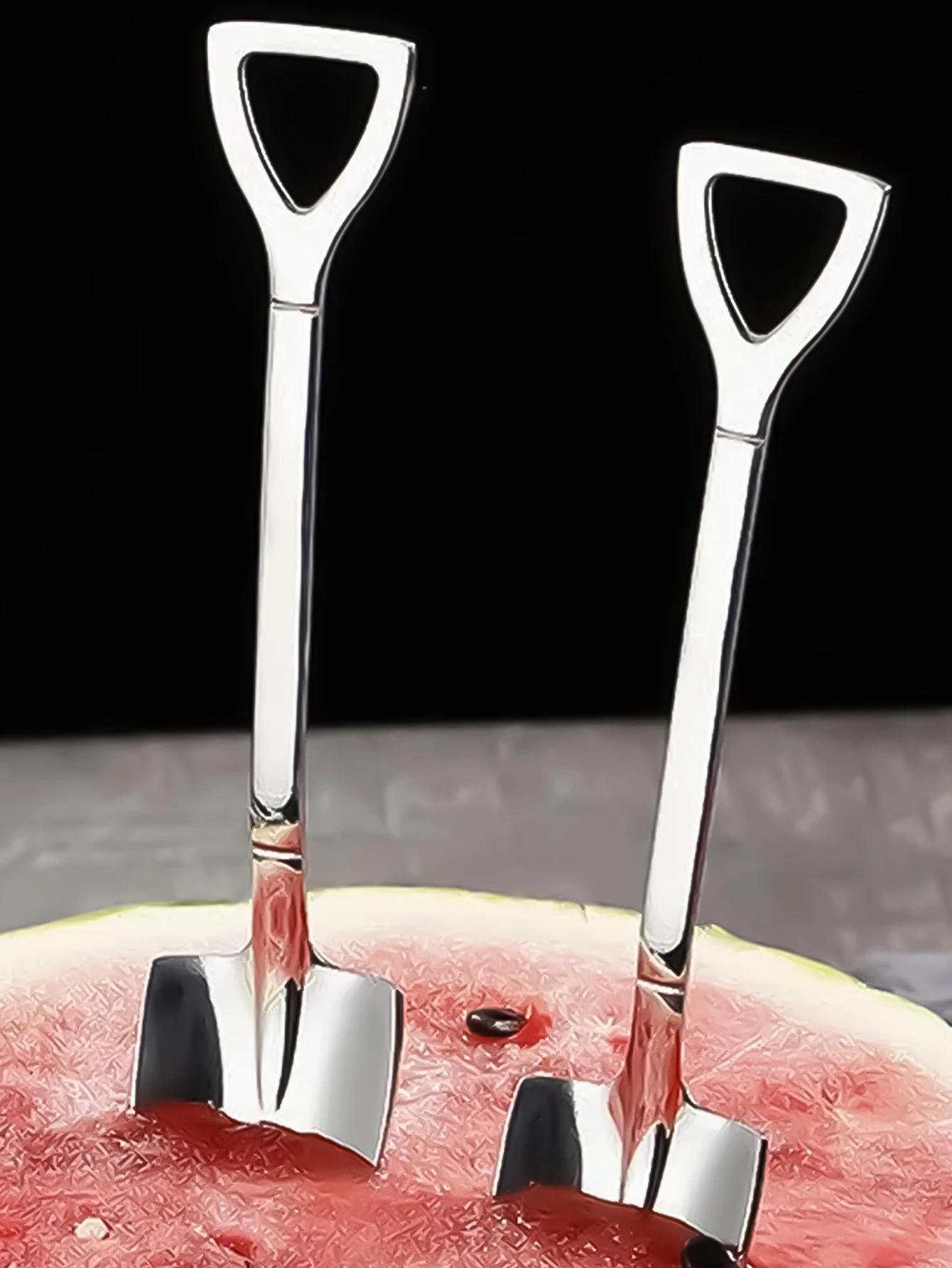 Description Picture 6 of item6/2/1Pcs Stainless Steel Shovel Spoon Creative Tea Coffee Spoons Cream Dessert Watermelon Tiny Scoop Home Tableware Cutlery Set