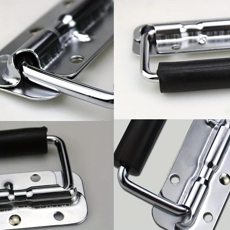 Description Picture 5 of item1/5/10pcs Spring Handle Stainless Steel Heavy Duty Surface Installation for Tool Box with Rubber Movable Folding Box Handle