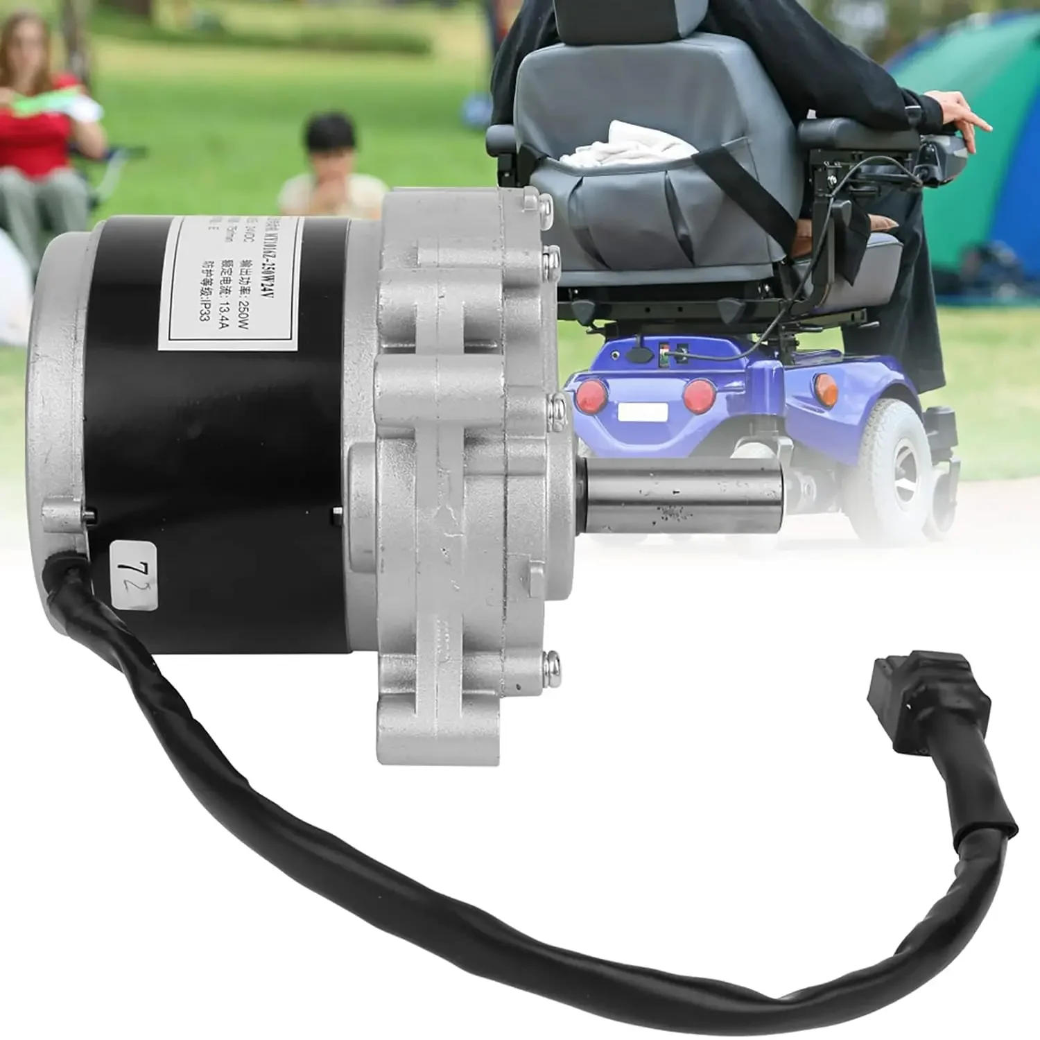 Description Picture 4 of item250w 24v 75rpm / 120rpm Low Speed Brush Motor, 44mm Longer Shaft, Shaft Diameter 17mm , Wheel Chair Use DC Gear Brushed Motor