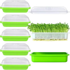 1set Sprouting Tray With Cover Pea Bean Wheat Seedling Germination Plate Cat Grass Wheatgrass Soilless Hydroponics Planting Pots
