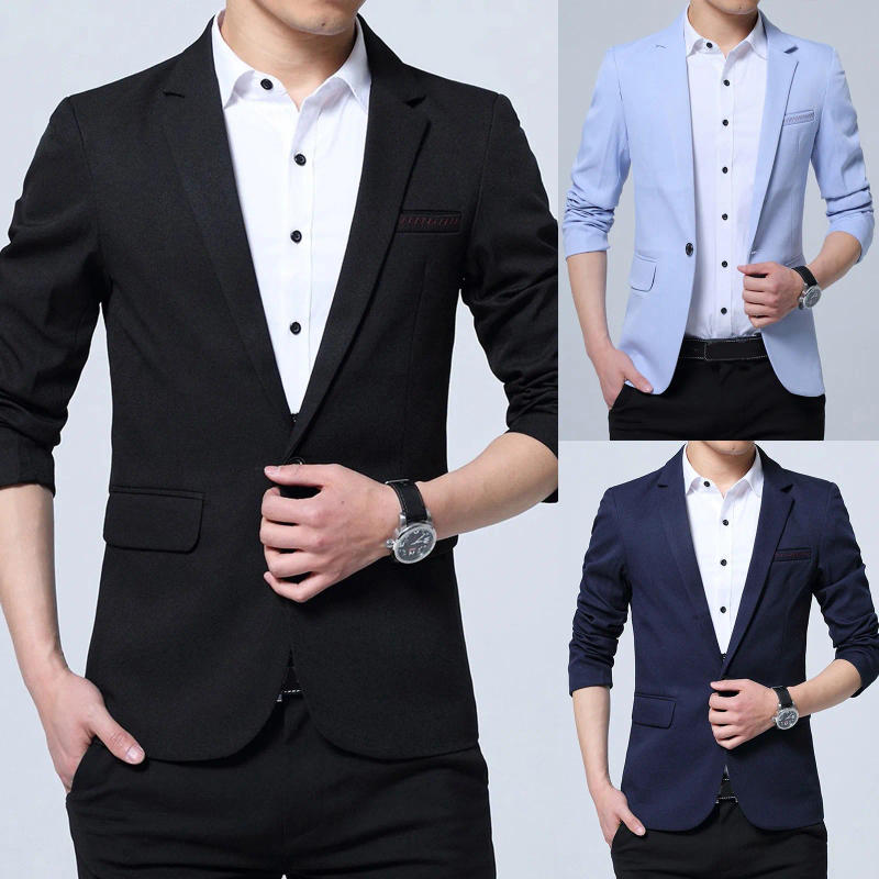 Description Picture 2 of item2024 New Men Suit Jacket Thin Blazers Spring Autumn Solid Business Casual Suit Jacket Men Clothing Blazer Hombre Coats