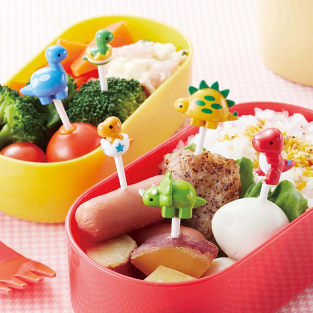 Description Picture 4 of item6pcs/set Cute Dinosaur Fruit Fork Kids Snack Dessert Decoration Forks Toothpick Lunch Salad Decoration Accessories Cake Picks