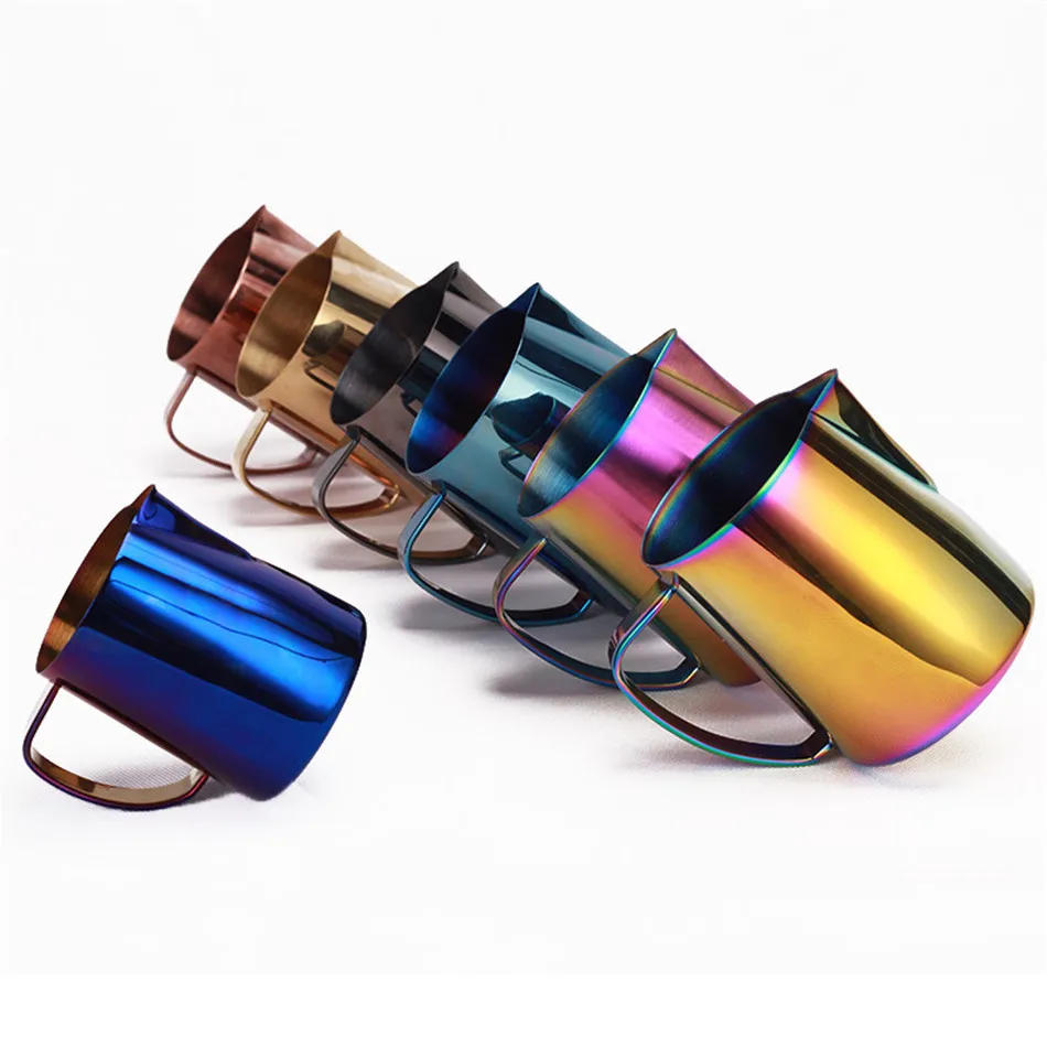 Description Picture 6 of itemStainless Steel Latte Coffee Milk Jug Cup Frothing Pitcher Pull Flower Cup Coffee Milk Frother Milk Foaming Cup Tool 0.35-0.6L