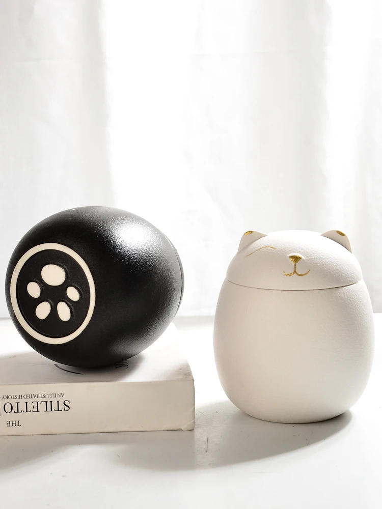 Description Picture 3 of itemCat Memorial Cat Appearance  Ceramics Large Urn for Ashes for Human Multiple Colors Cremation Urns for Human Ashes