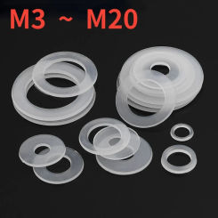 M3 M4 M5 M6 M8 M10 M12 M14 M16 M18 M20 White Plastic Nylon Washer Flat Spacer Seals Washer Gasket Ring