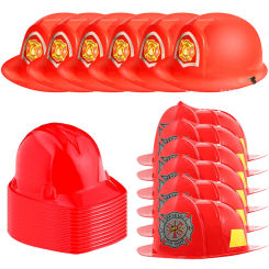 6pcs Kids Firefighter Hat Plastic Firefighter Helmet Fire Chief Hard Hat for kids Cosplay Fireman Hats Fire Truck Party Decors
