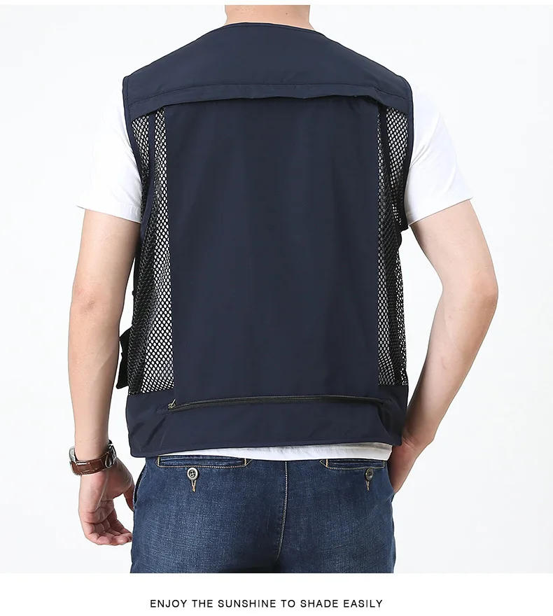 Description Picture 6 of itemMen's Mesh Multi-pocket Vest Thin Vest Outdoor Fishing Leisure Loose Large Size Mountaineering Photography Waistcoat Jacket