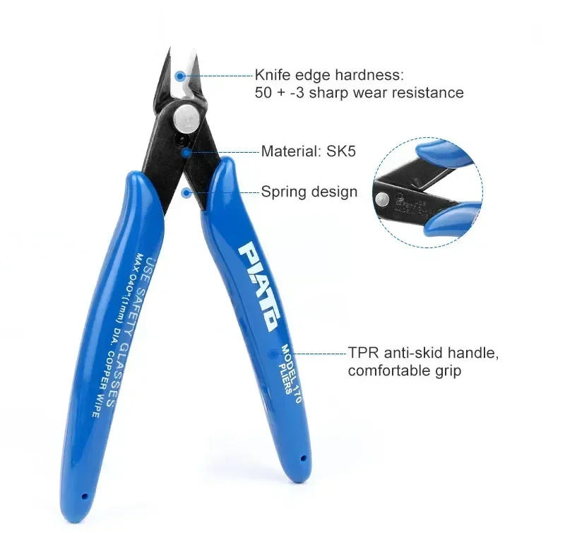 Description Picture 4 of item1/2pcs PLATO 170 Wishful Clamp DIY Electronic Diagonal Pliers Side Cutting Nippers Wire Cutter 3D Printer Parts Hand Tools Jaw