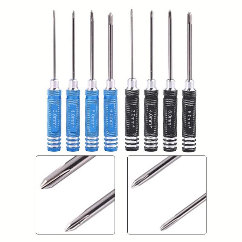 Description Picture 4 of item4pcs Cross Screwdriver 3/4/5/6mm Non-slip Aluminum Alloy Handle Precision Screwdriver Wrench Tool Kit For RC Helicopter Tools