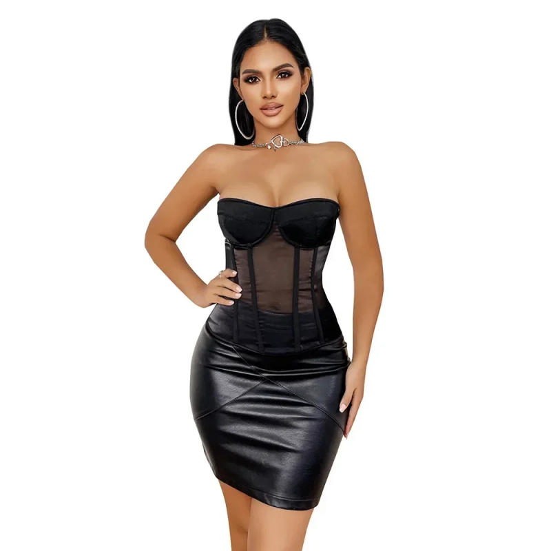 Description Picture 4 of itemWomen Corset Top Sexy Lace Up Overbust Bustier Bra Push Up Lingerie Breathable Mesh Body Shaper Corselet Plus Size