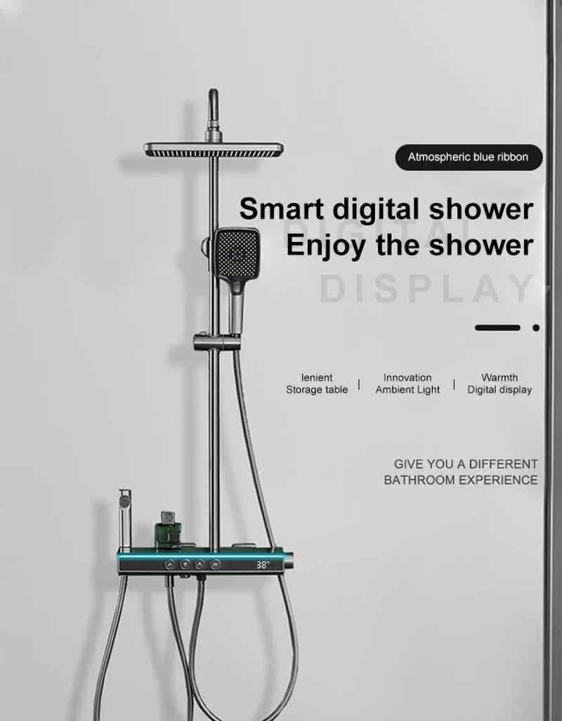 Description Picture 2 of itemConstant Temperature Digital Shower System Intelligent Bathroom Temperature Display Shower Faucet Set Bathroom Shower Set